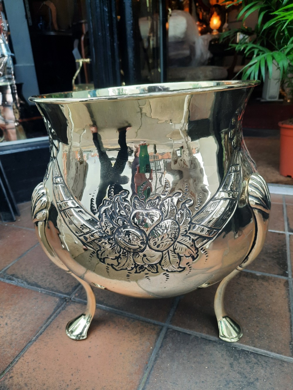 Late 19thC Brass Planter Jardiniere View V