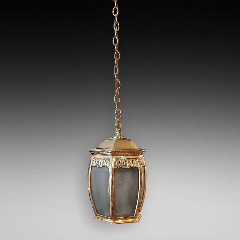 Art Nouveau Brass Hanging Lantern