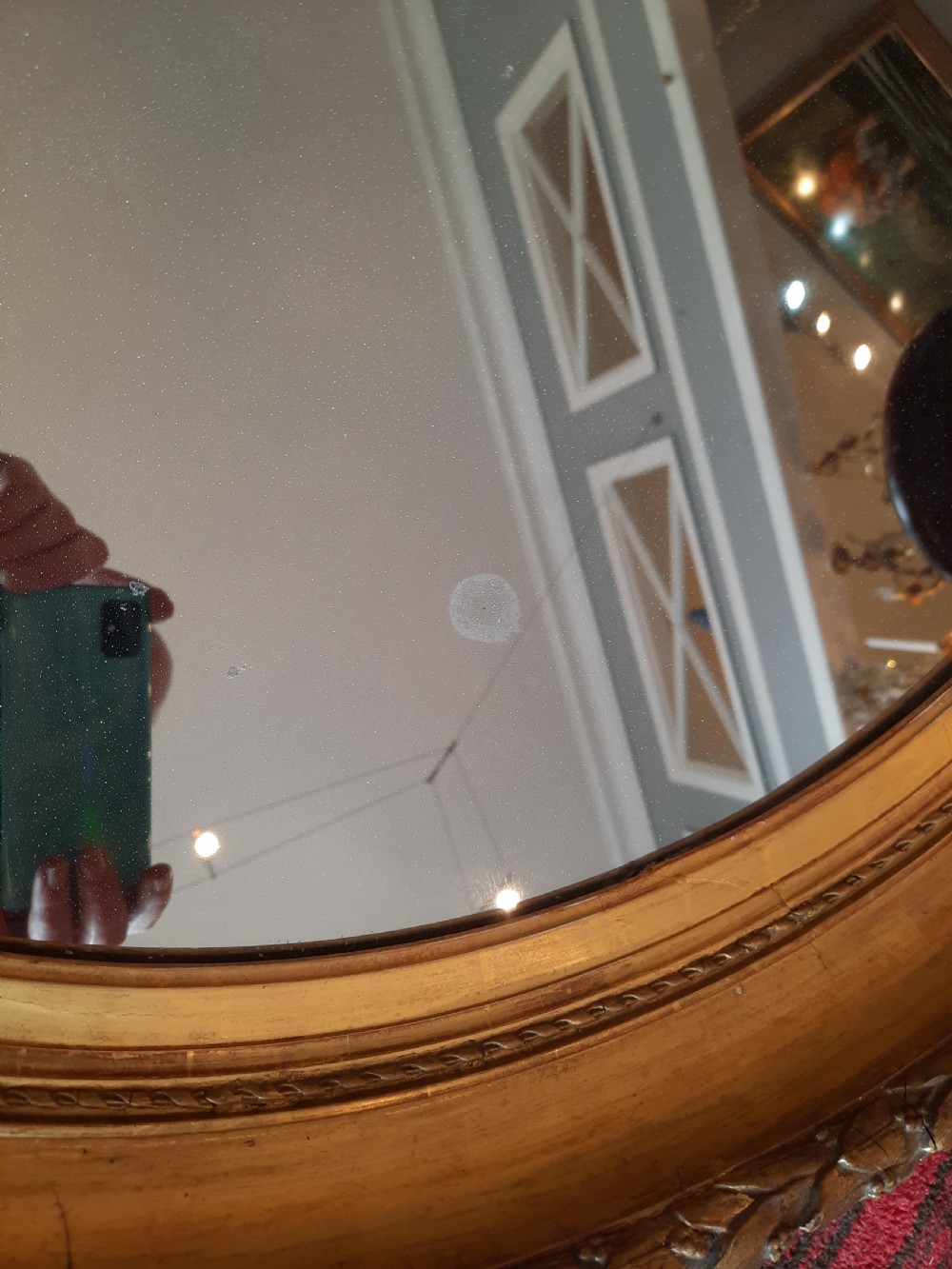 Victorian oval giltwood and gesso wall mirror View II