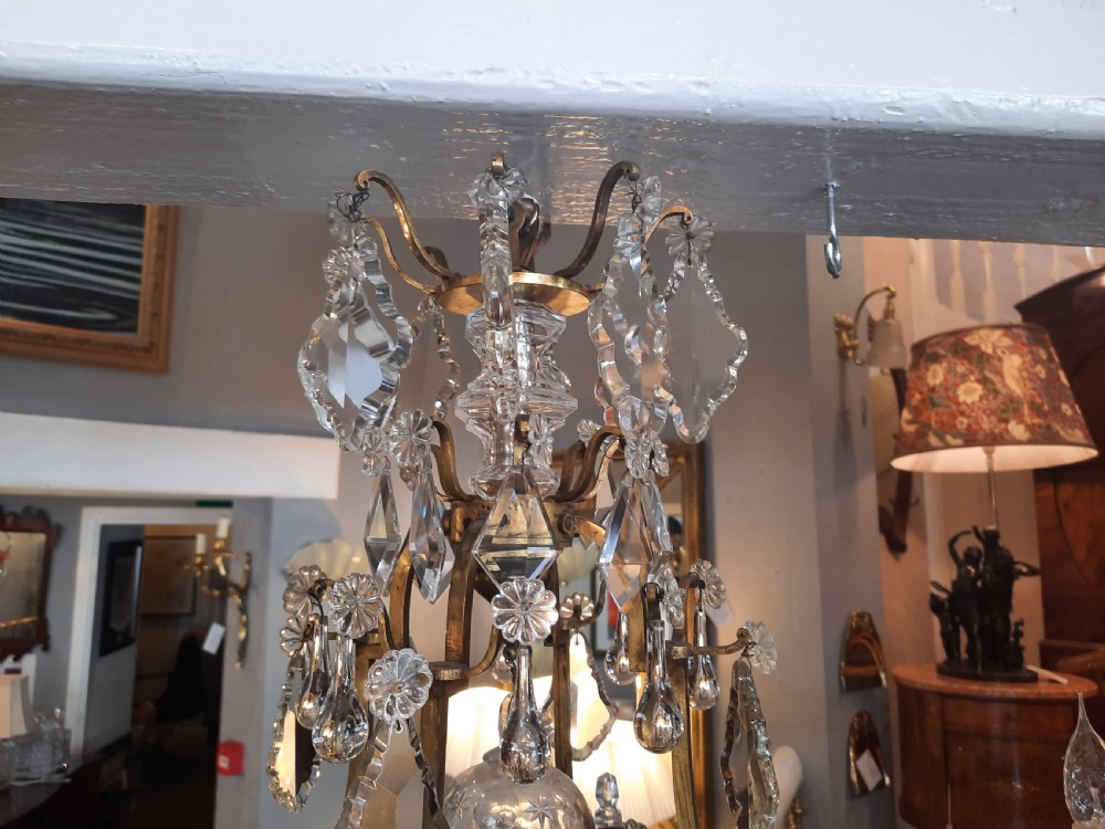 Early 20thC French Brass Framed Chandelier View II