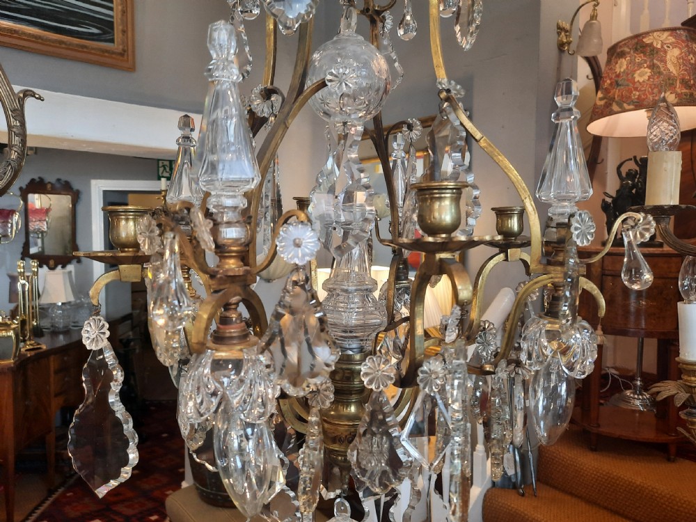 Early 20thC French Brass Framed Chandelier View III