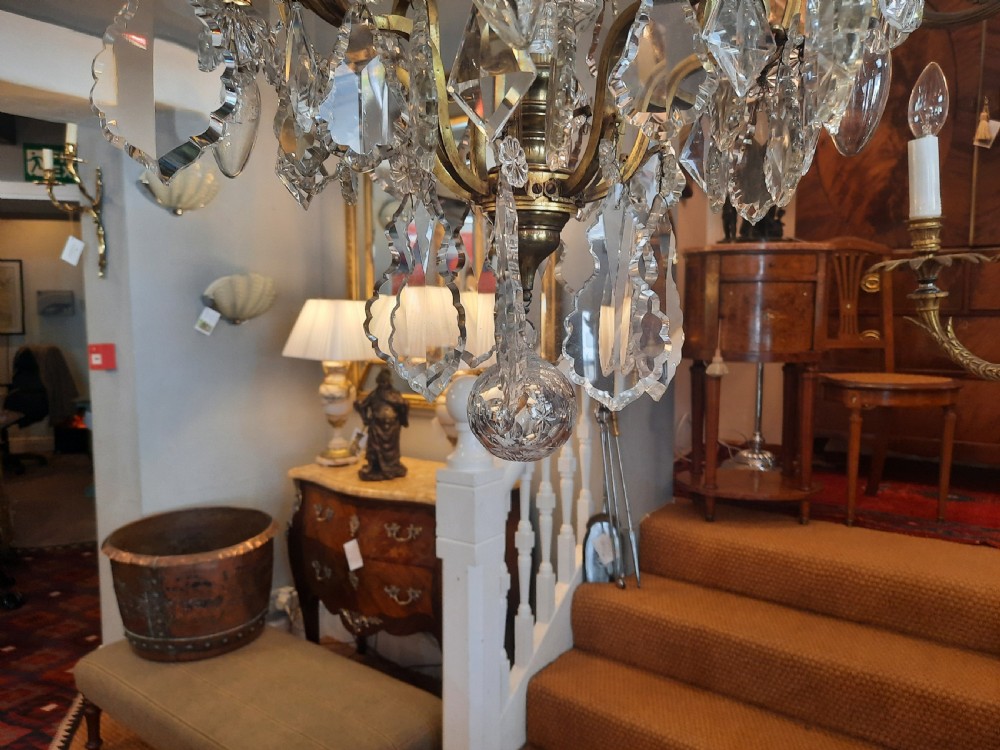 Early 20thC French Brass Framed Chandelier View IV