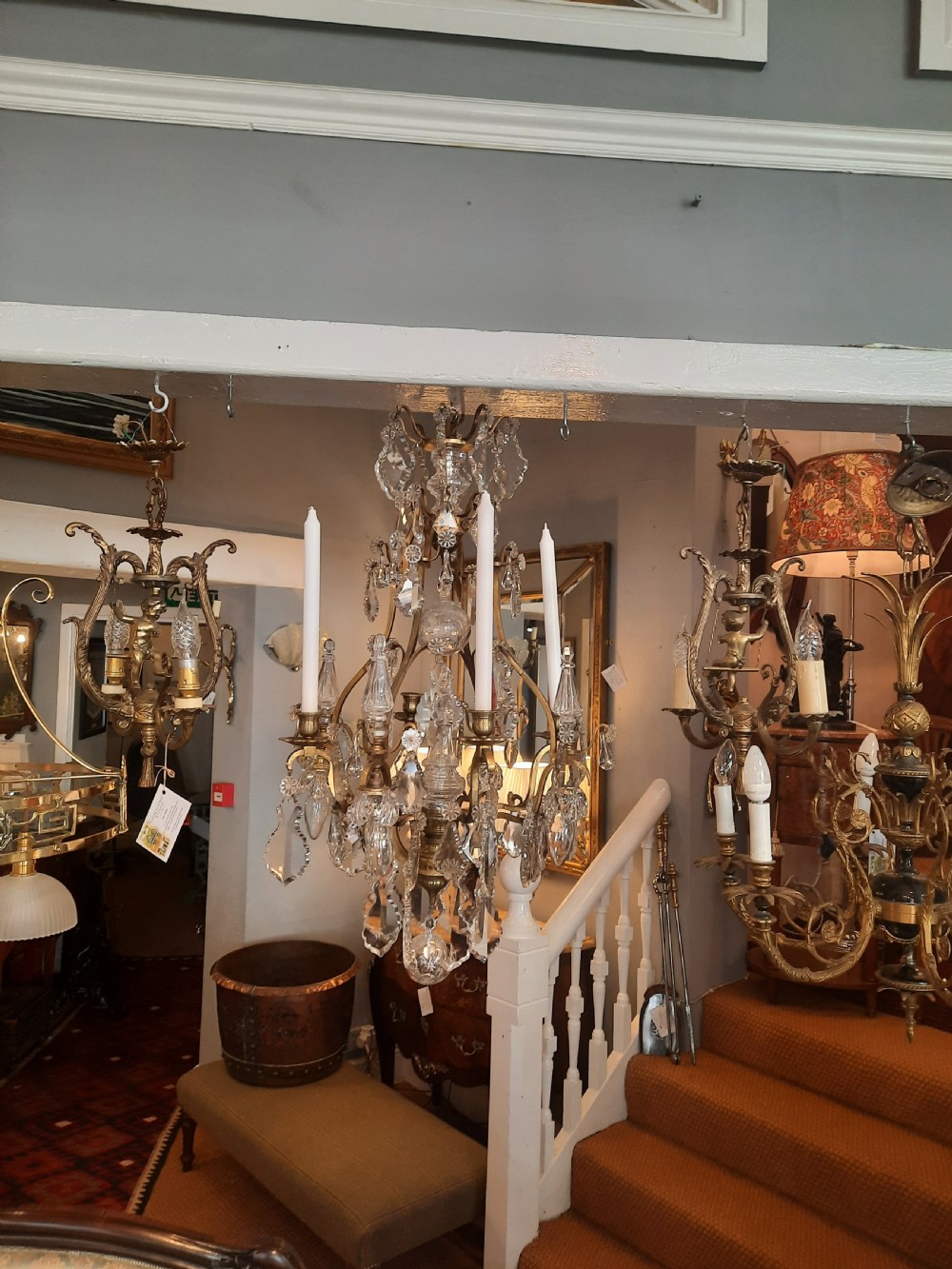 Early 20thC French Brass Framed Chandelier View V