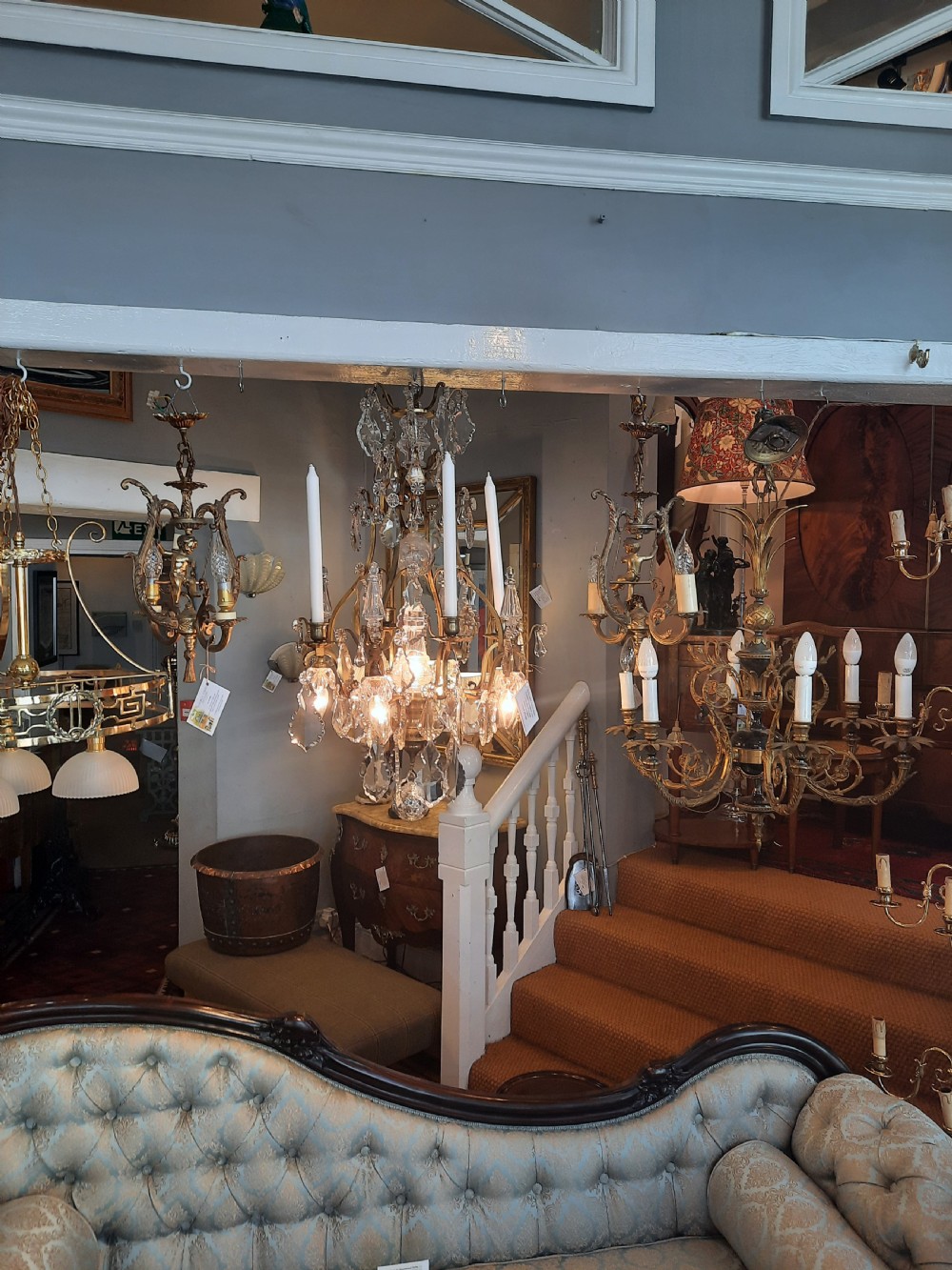 Early 20thC French Brass Framed Chandelier View VI