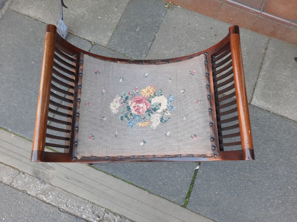 Edwardian Mahogany and Inlaid Savanarola Stool View III