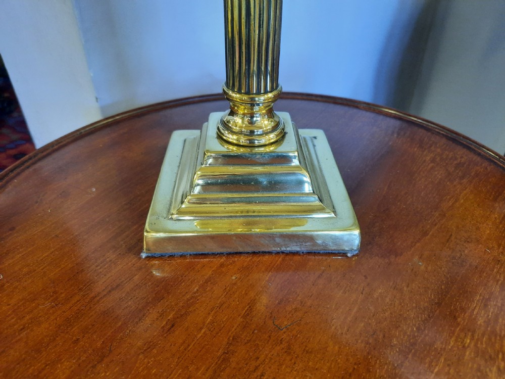 Edwardian Brass Corinthian Column Table Lamp View II