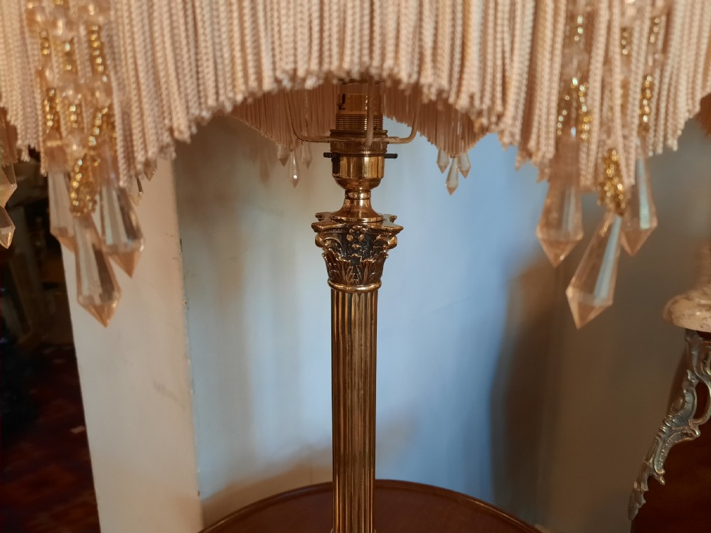 Edwardian Brass Corinthian Column Table Lamp View III