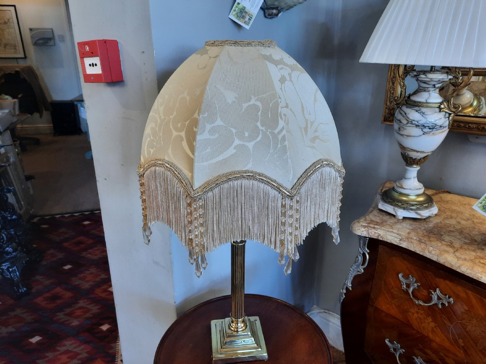 Edwardian Brass Corinthian Column Table Lamp View IV