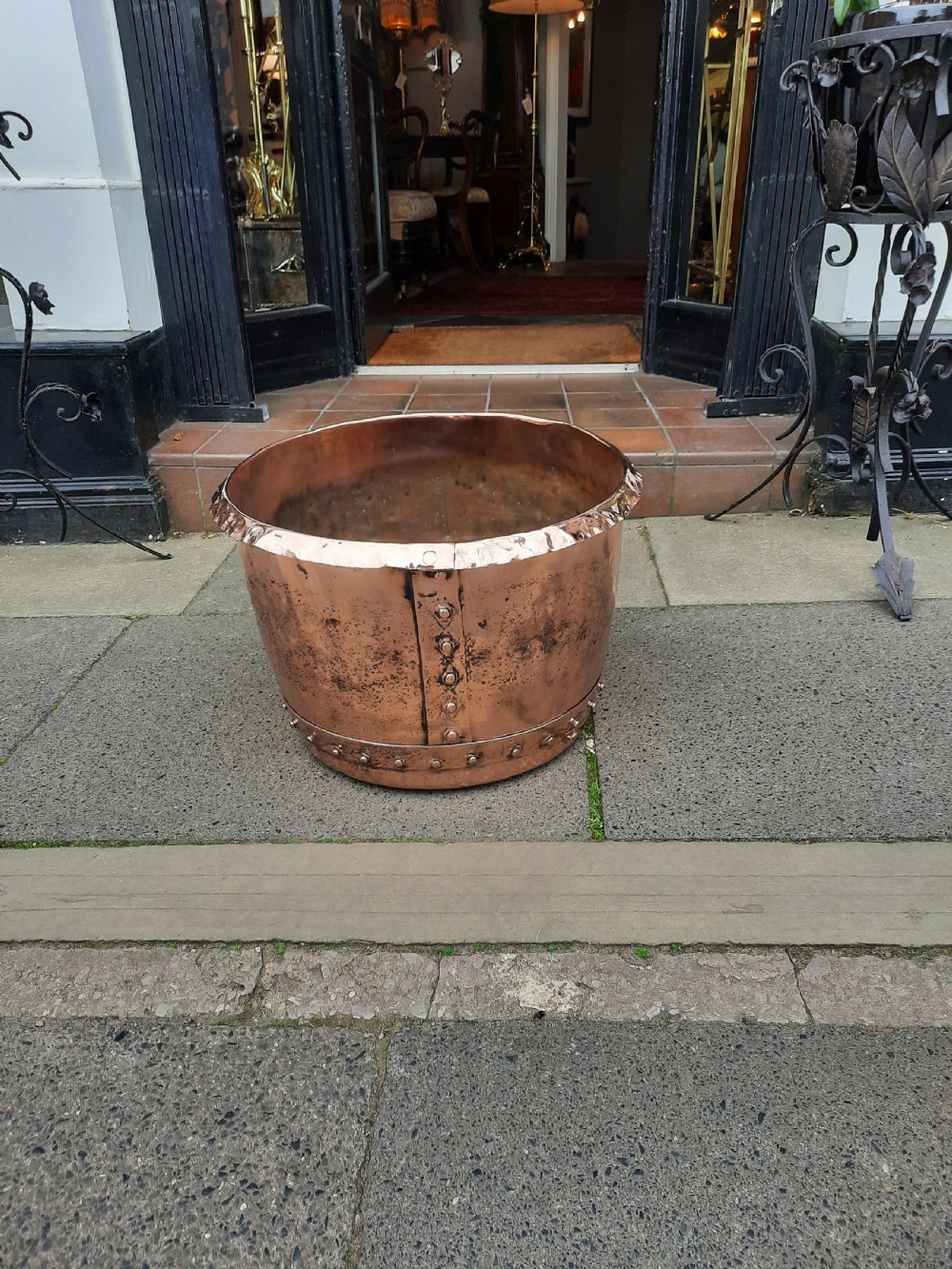Victorian Copper Log Bucket Planter View II