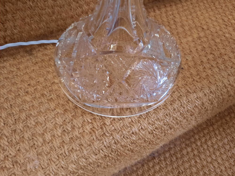 Early 20thC Crystal Mushroom Table Lamp and Shade View II