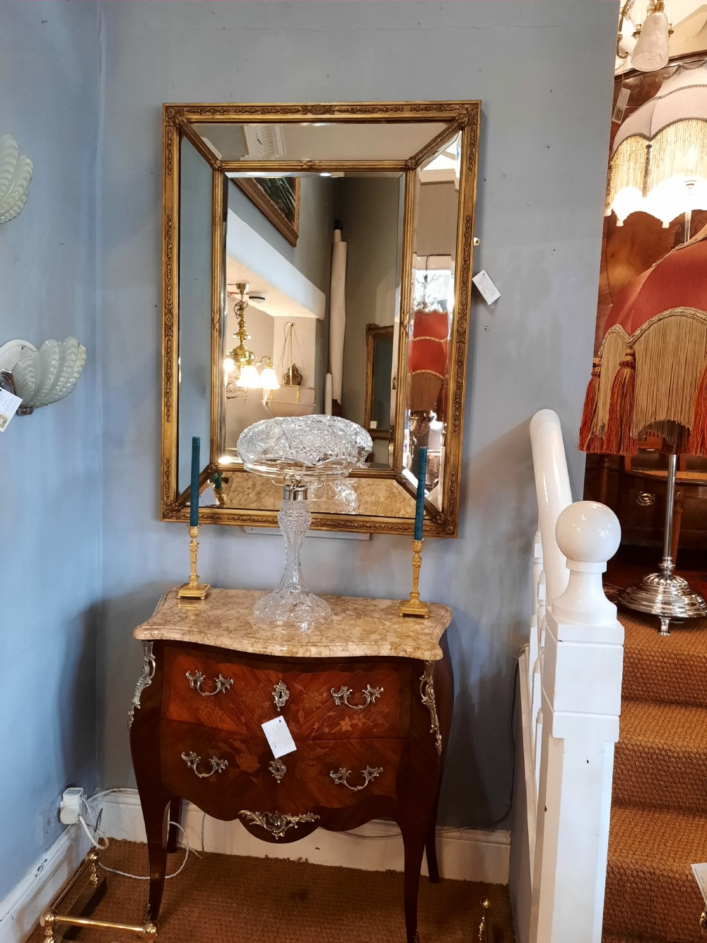 Early 20thC Crystal Mushroom Table Lamp and Shade View IV