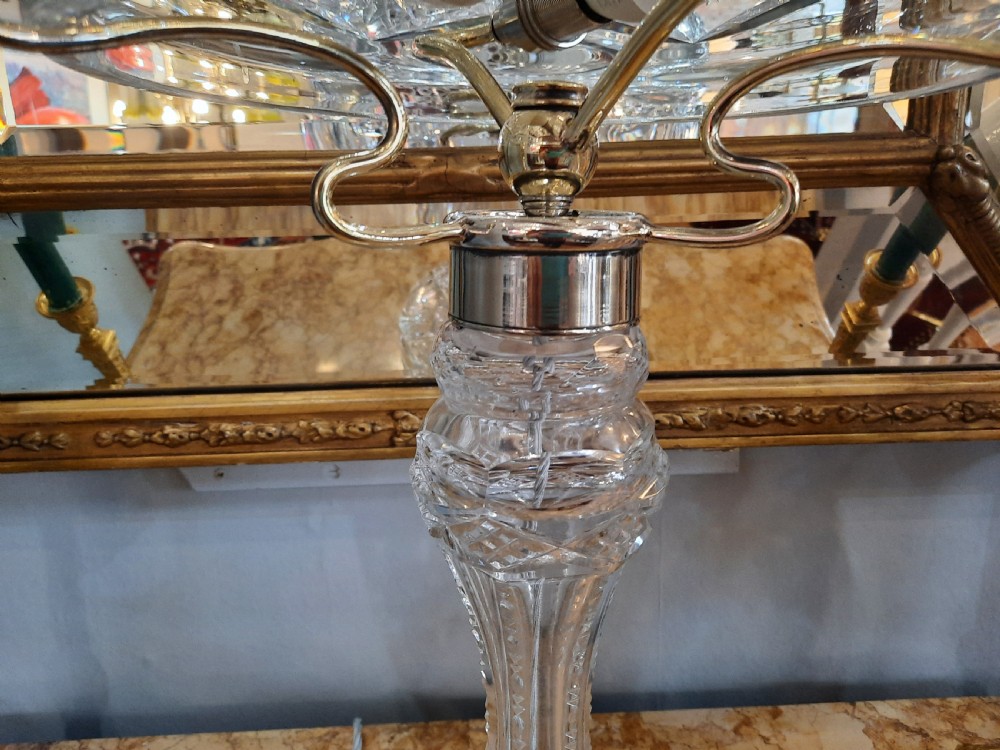 Early 20thC Crystal Mushroom Table Lamp and Shade View VII