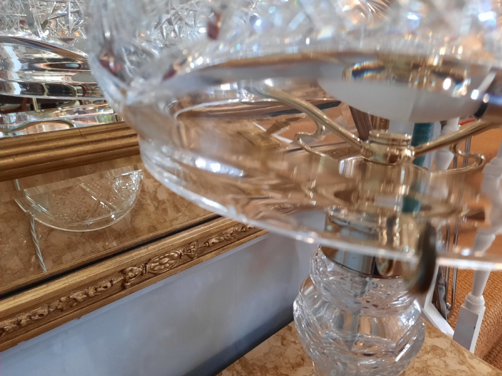 Early 20thC Crystal Mushroom Table Lamp and Shade View VIII