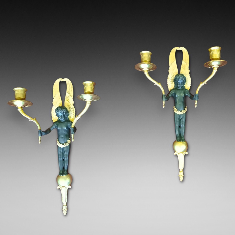 Pair of late 19thC gilt bronze sconces