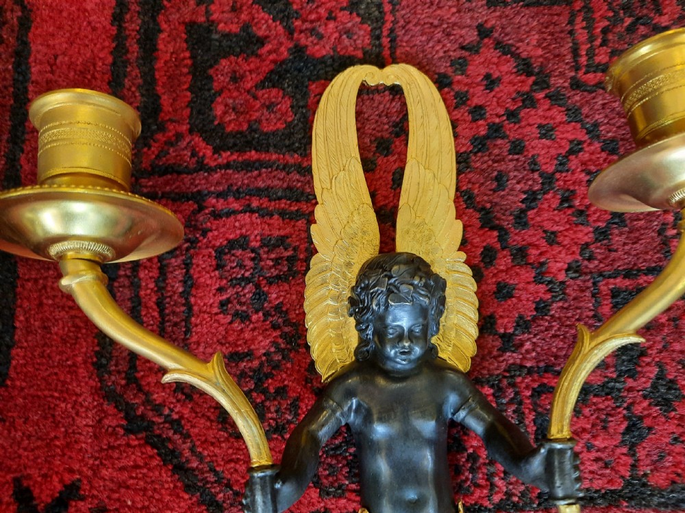 Pair of late 19thC gilt bronze sconces View V