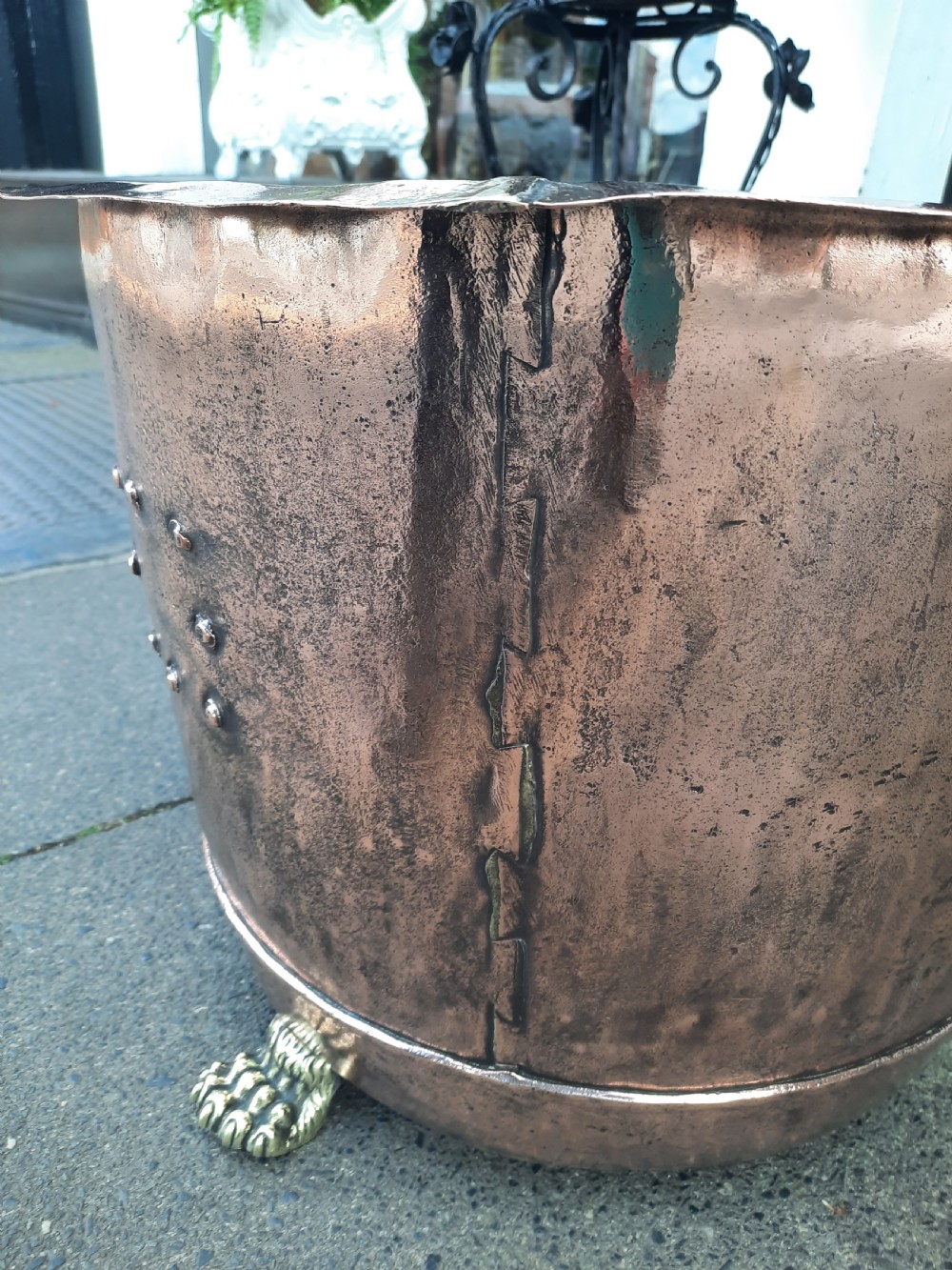Early 19thC Large Copper Log Basket Bin View V