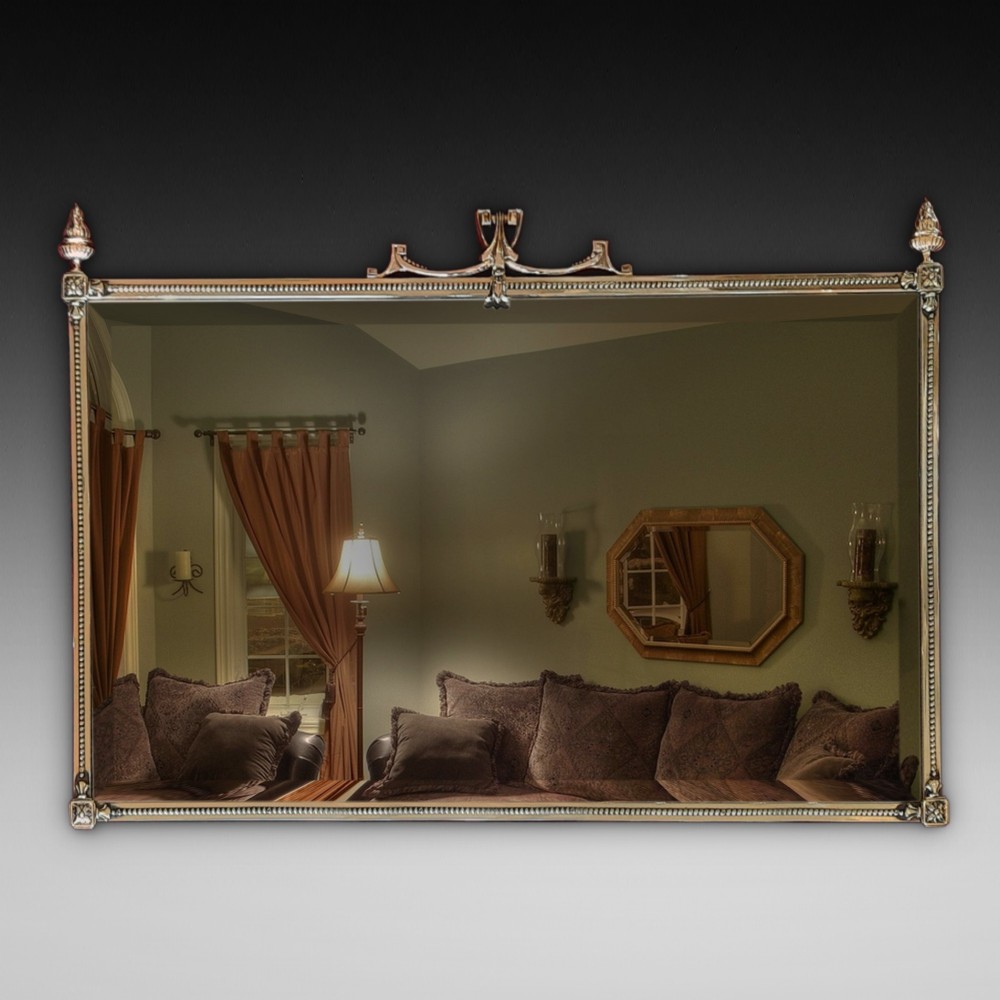 1930's Art Deco Influenced Brass Framed Wall Mirror