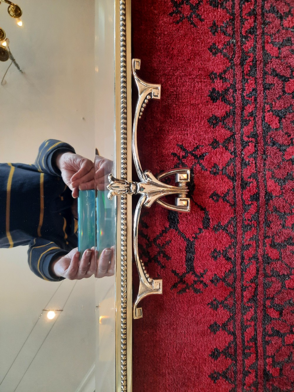 1930's Art Deco Influenced Brass Framed Wall Mirror View III