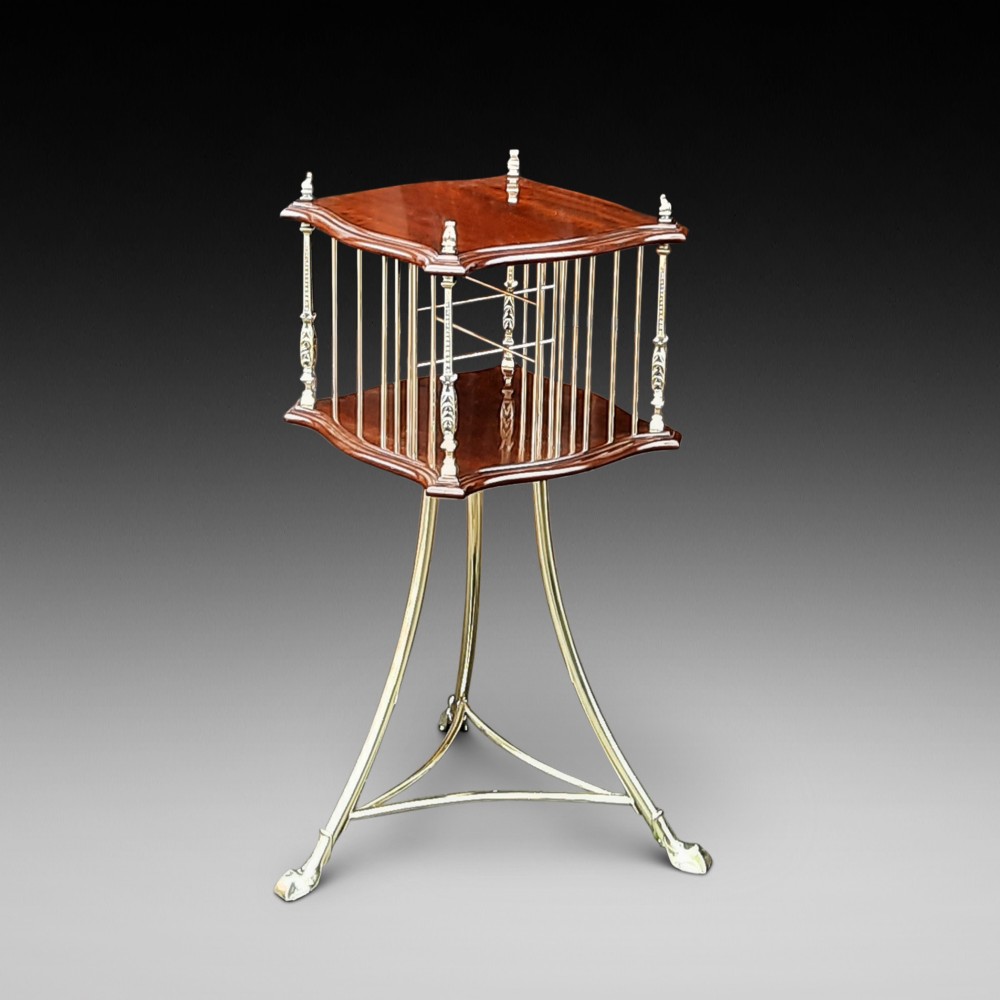 Early 20thC Brass and Mahogany Revolving Bookcase