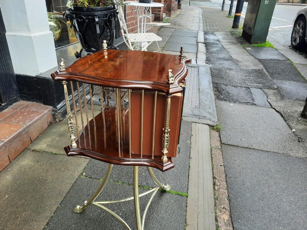 Early 20thC Brass and Mahogany Revolving Bookcase View VI