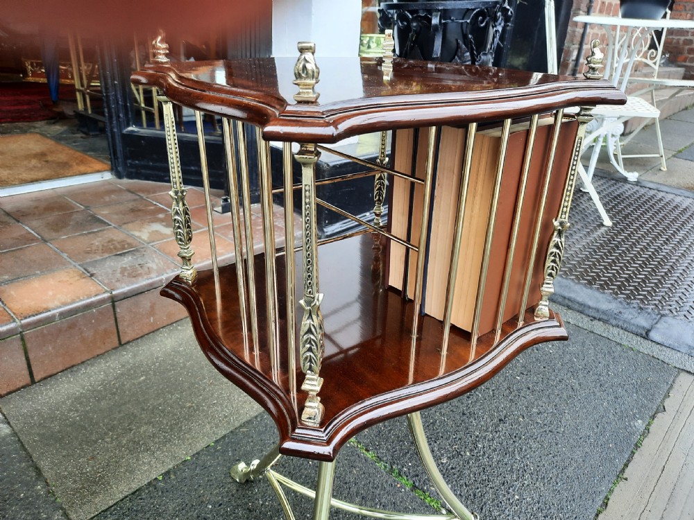 Early 20thC Brass and Mahogany Revolving Bookcase View VII