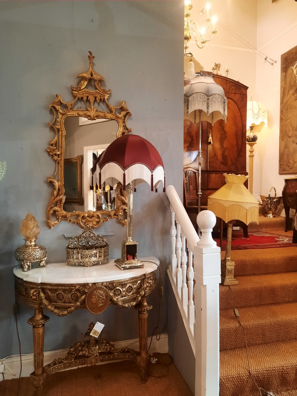 Early 20thC Pressed Brass Table Lamp View V