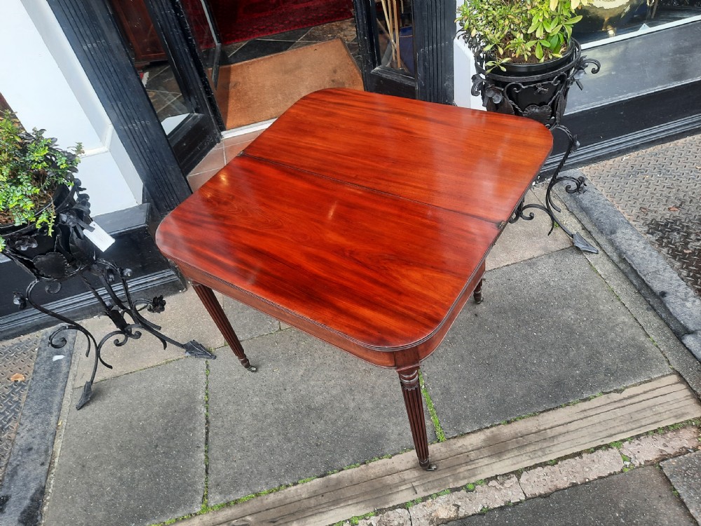 Early 19thC Mahogany Fold Over Tea Table View V