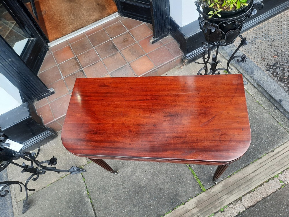 Early 19thC Mahogany Fold Over Tea Table View VI