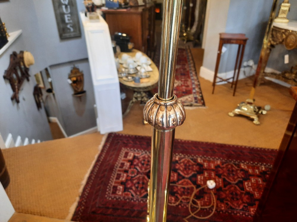 Early 20thC Arts & Crafts Style Brass Extendable Standard Lamp  View III