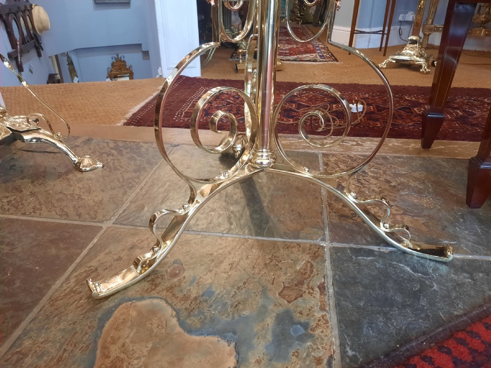 Early 20thC Arts & Crafts Style Brass Extendable Standard Lamp  View V