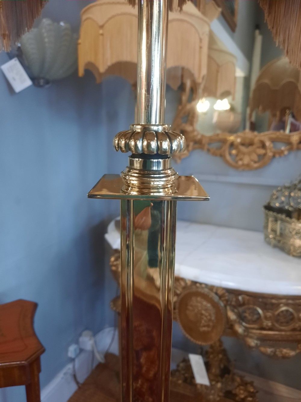 Edwardian Adam style brass adjustable standard lamp View VI
