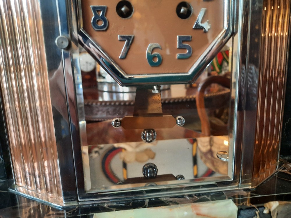 French Art Deco Marble and Onyx Clock View IV