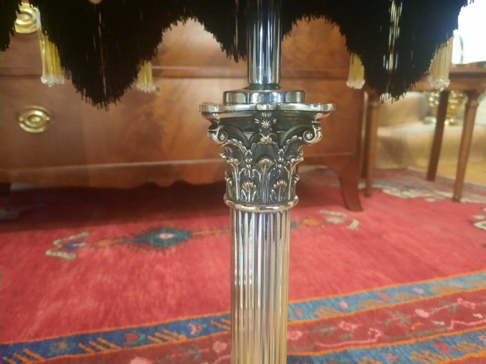 Edwardian Silver Plated Corinthian Column Lamp View VI