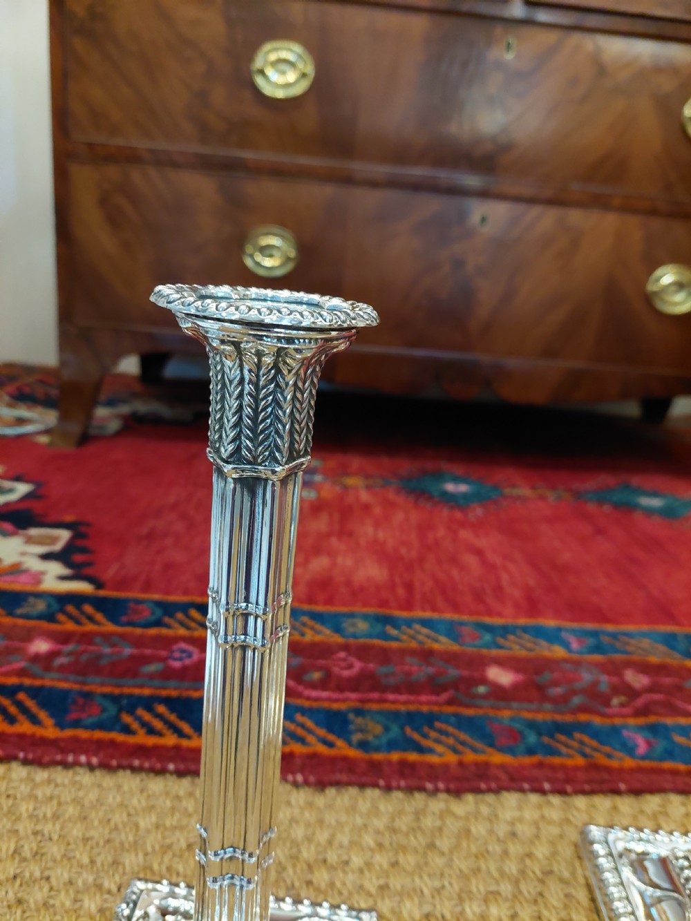 Pair of Edwardian Adam Revival Silver-Plated Candlesticks View VI