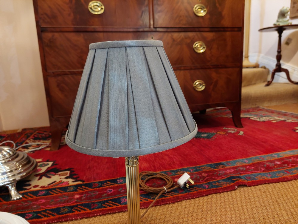 Edwardian Brass Corinthian Column Table Lamp View II