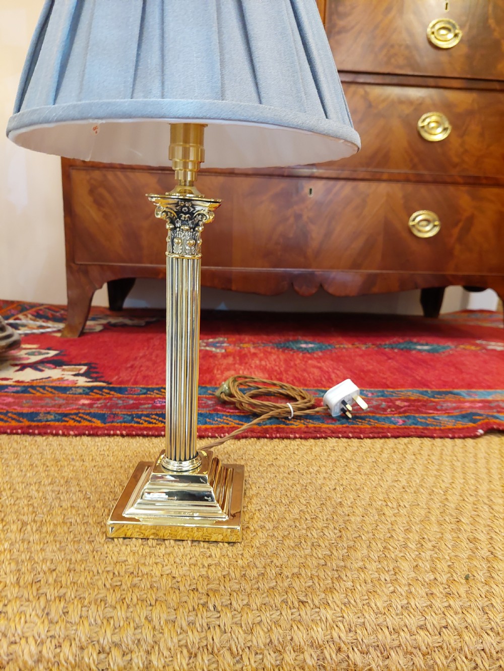 Edwardian Brass Corinthian Column Table Lamp View III