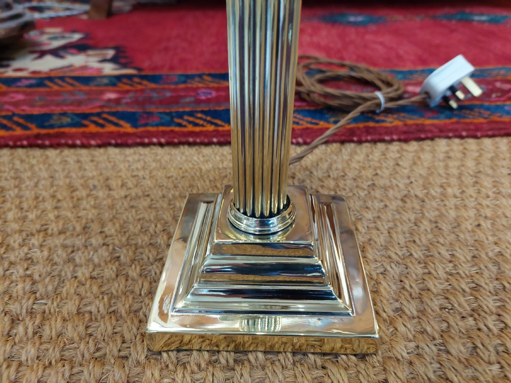 Edwardian Brass Corinthian Column Table Lamp View IV