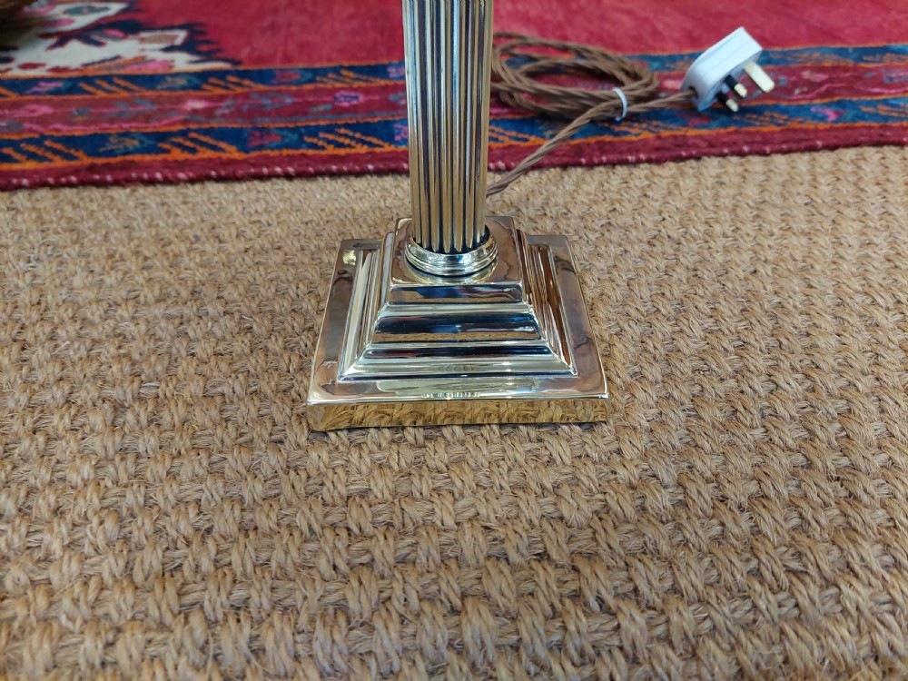Edwardian Brass Corinthian Column Table Lamp View V