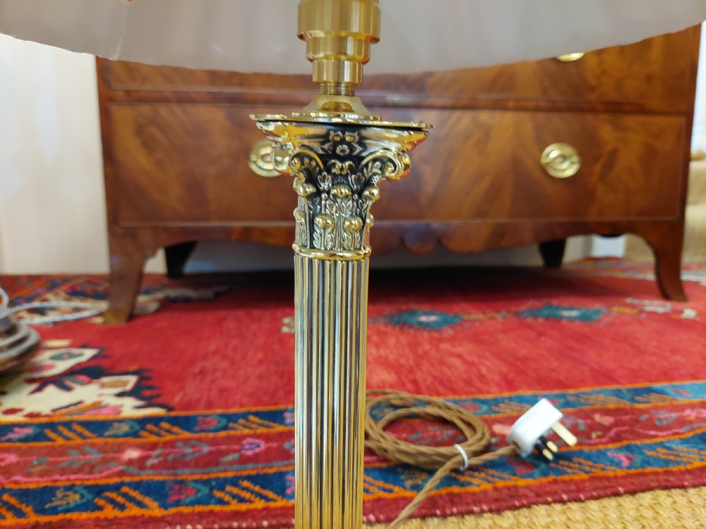 Edwardian Brass Corinthian Column Table Lamp View VI