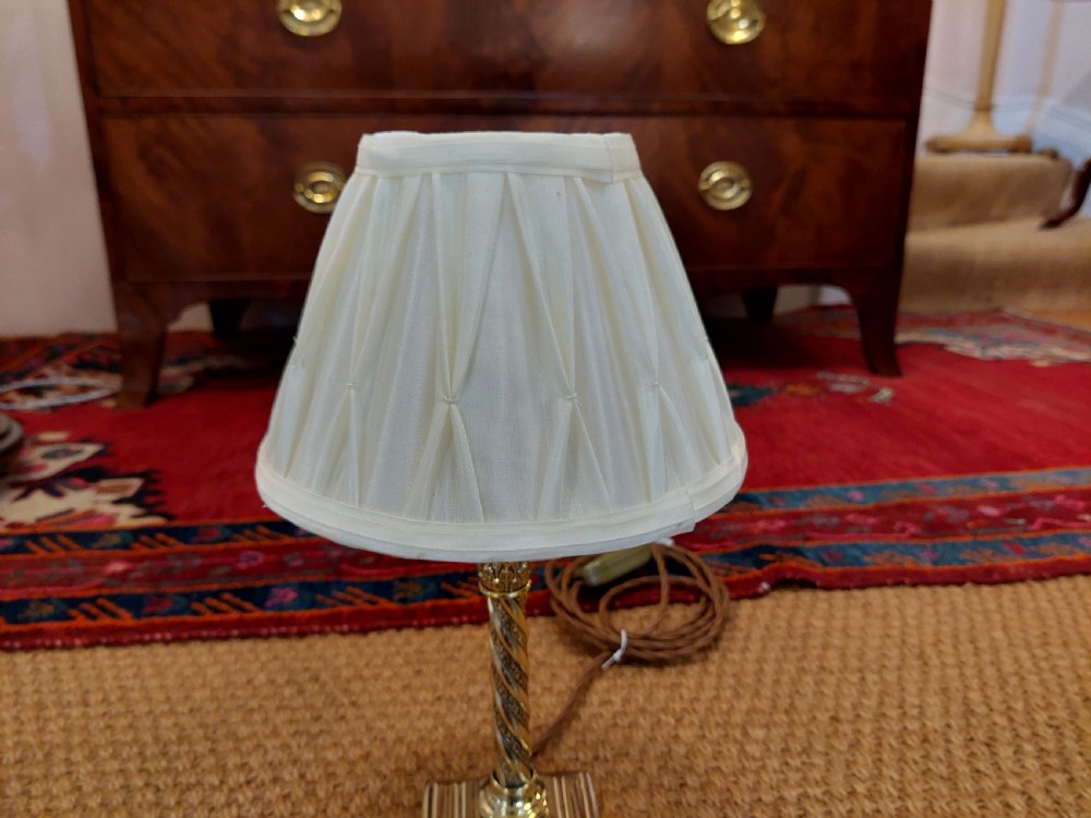 Edwardian Brass Twisted Corinthian Column Table Lamp  View II