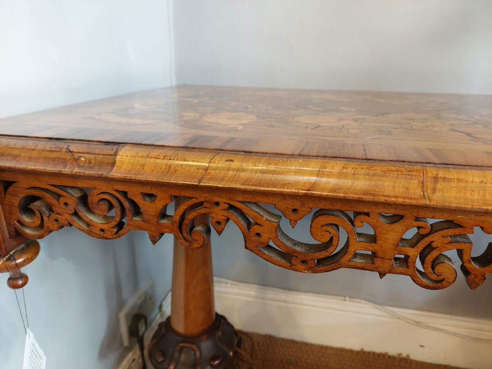 Mid Victorian Walnut Marquetry Centre Table View XI