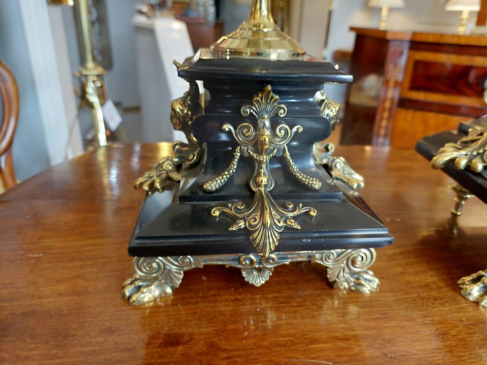 French Empire Slate and Ormalu Garniture Clock Set View III