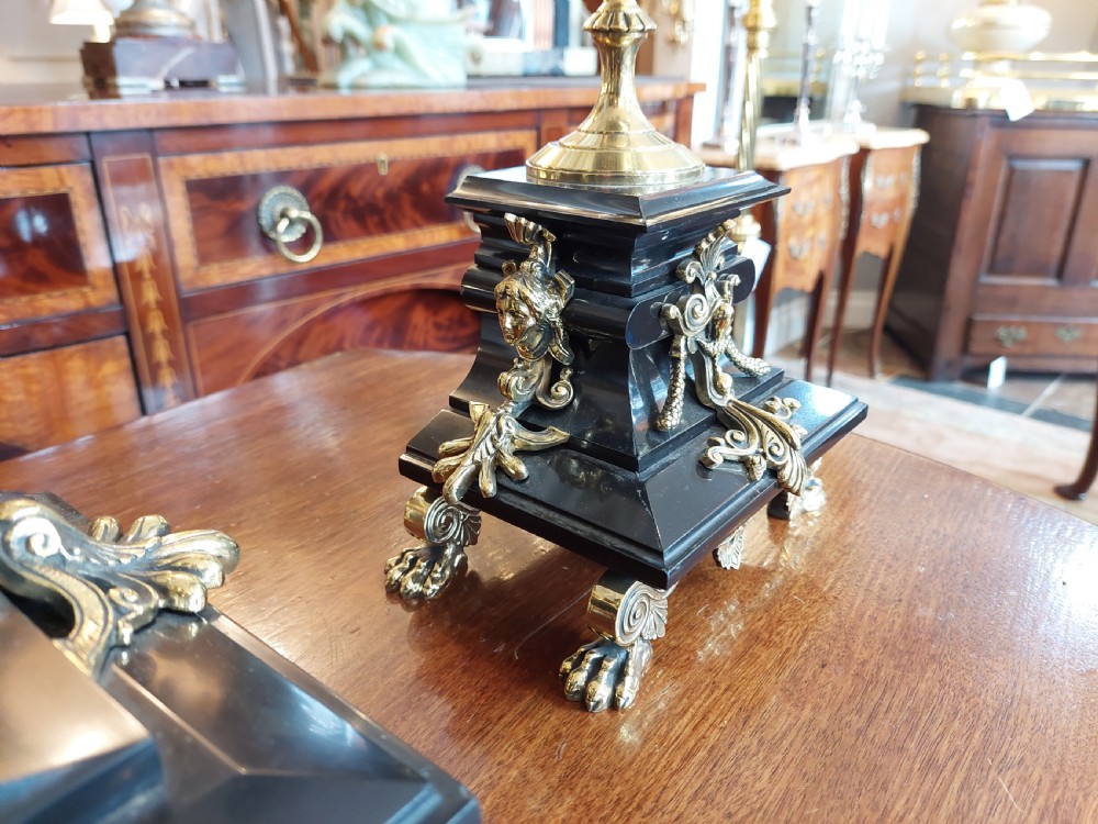 French Empire Slate and Ormalu Garniture Clock Set View IV