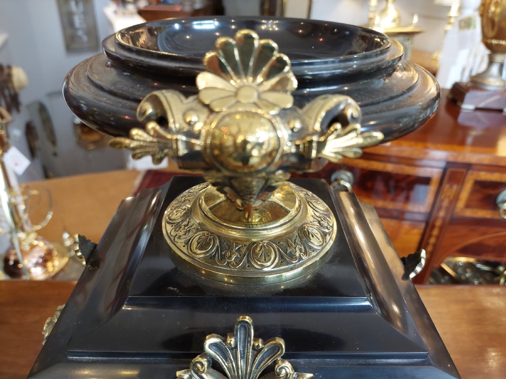 French Empire Slate and Ormalu Garniture Clock Set View V