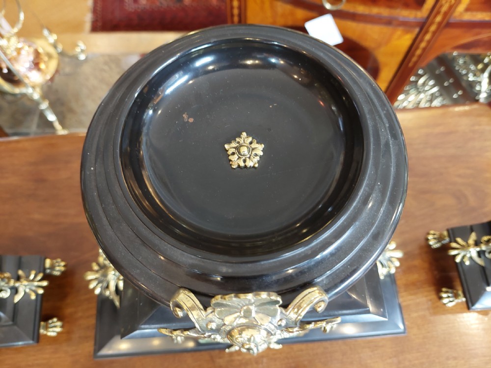 French Empire Slate and Ormalu Garniture Clock Set View VI