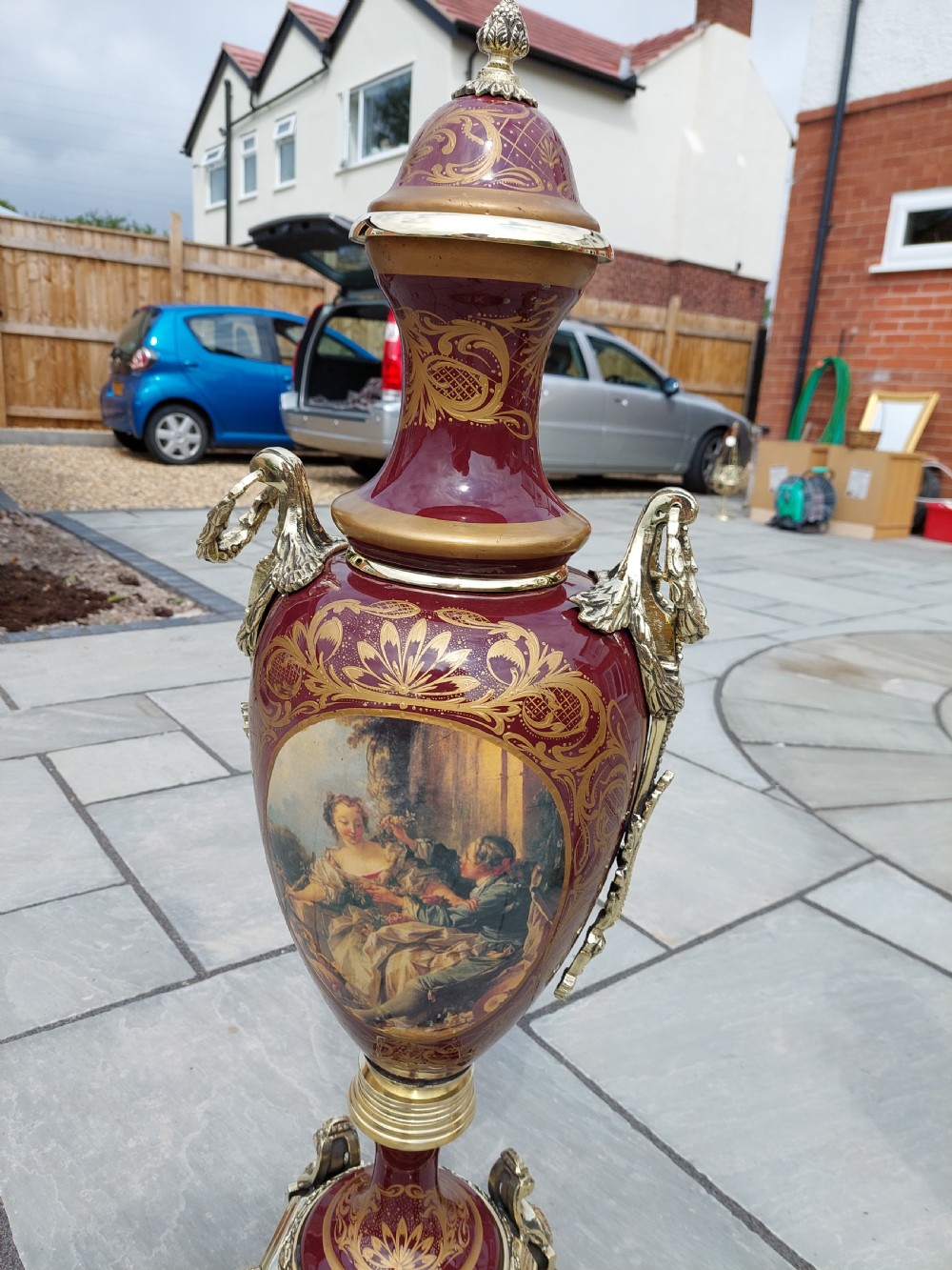 Pair of Early 20thC Limoges Urn Vases View II