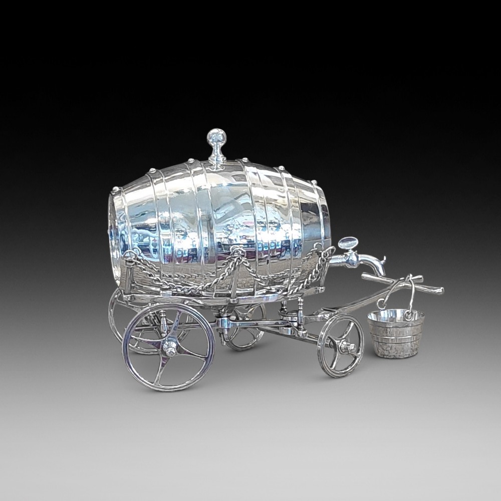 Late Victorian Silver Plate Novelty Brandey Barrel