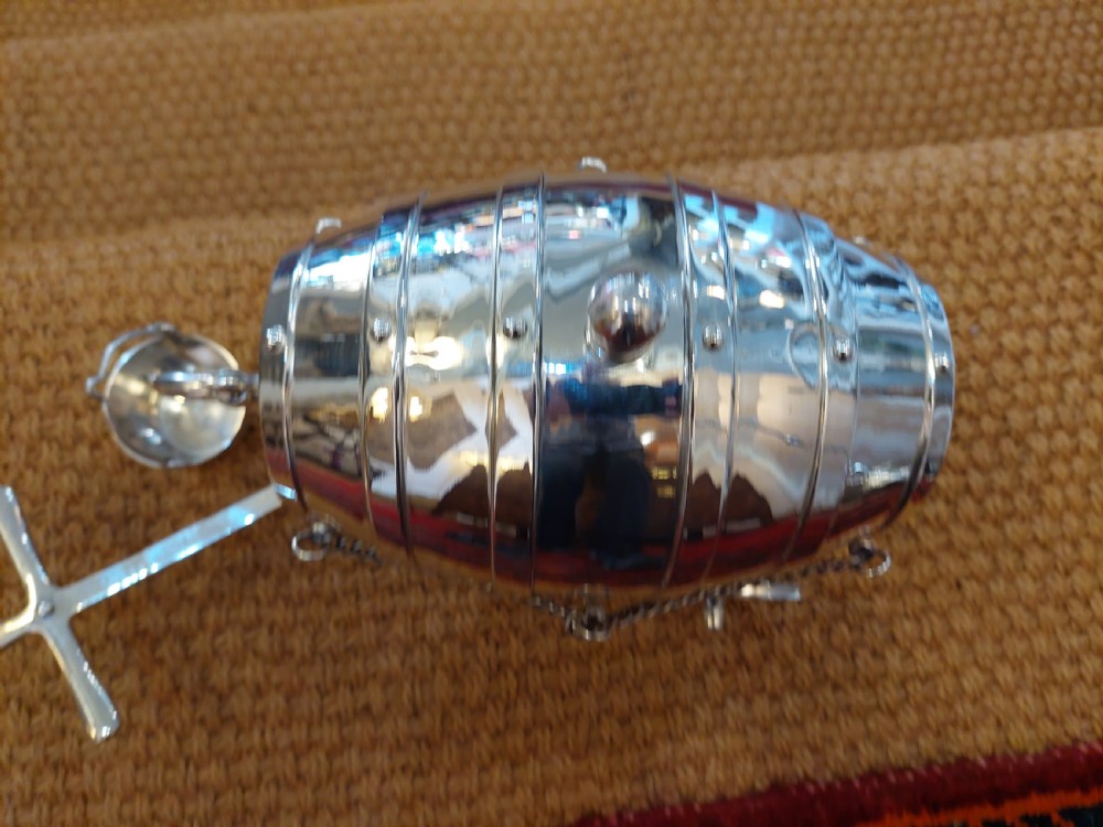 Late Victorian Silver Plate Novelty Brandey Barrel View IV