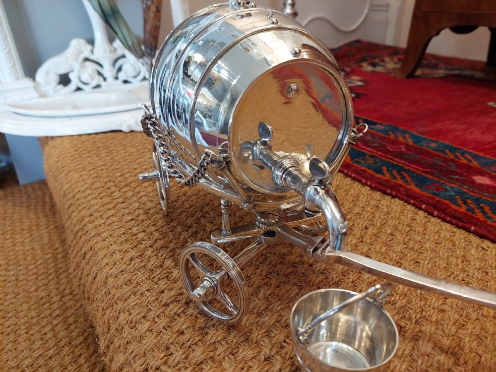 Late Victorian Silver Plate Novelty Brandey Barrel View IX