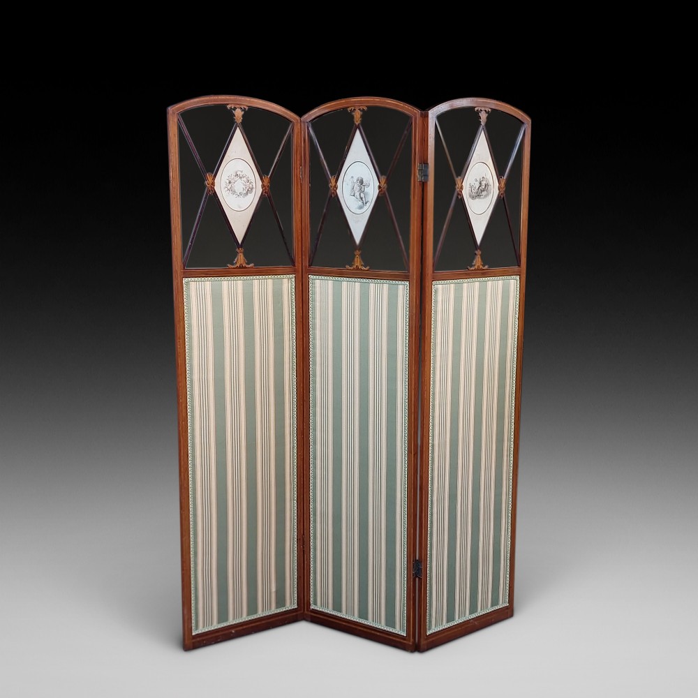 Edwardian Mahogany Three Fold Room Screen